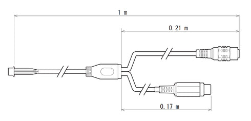 WATEC製コネクタ付ケーブル CB-06 寸法図