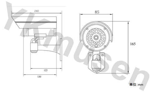 DC-027IR 疑似赤外線LED搭載防犯用バレット型ダミーカメラ 本体寸法図