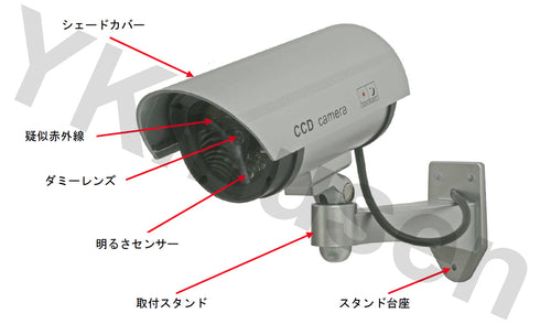 DC-027IR 疑似赤外線LED搭載防犯用バレット型ダミーカメラ 各部名称