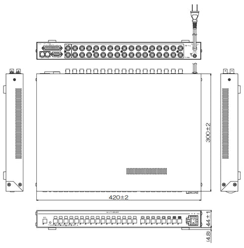 DMV-1600 画面16割器 マルチビューワ 本体寸法図