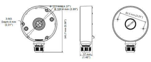 DS-1280ZJ-DM18 ジャンクションボックス 本体寸法図