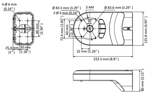 DS-1294ZJ-PT ドームカメラ用壁面取付金具 本体寸法図