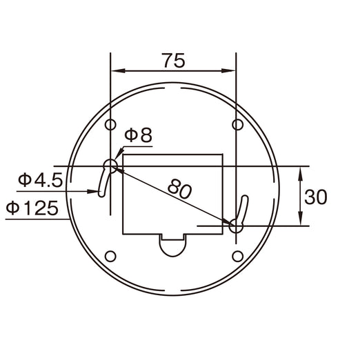DS-1500B 常時点滅式LED搭載防犯用ドーム型ダミーカメラ 本体底面寸法図