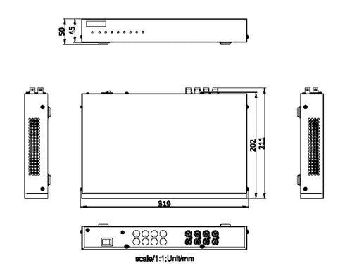 DS-1TP04I/AT HD-TVI防犯カメラ4入力 重畳化電源ユニット 本体寸法図