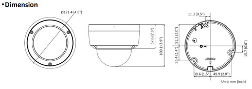 DS-2CD2147G2-LSU ColorVu 4MP単焦点レンズ搭載ドーム型ネットワークカメラ 本体寸法図