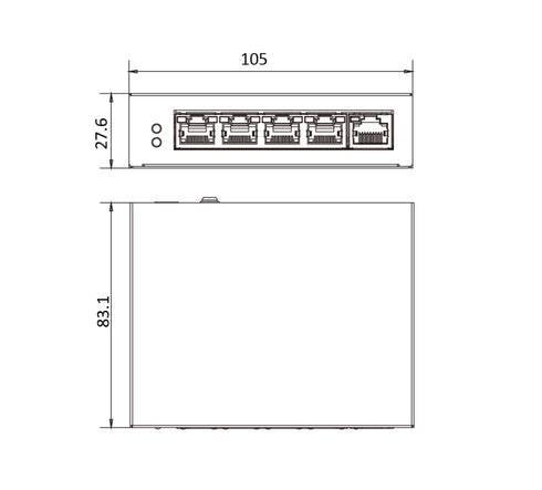 4ポートギガビットPoEスイッチングハブ DS-3E0505P-E/M 本体寸法図