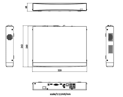 DS-7604NXI-K1/4P 本体寸法図