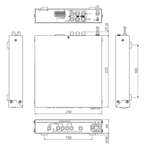 DSP-105 画面2分割器 本体寸法図