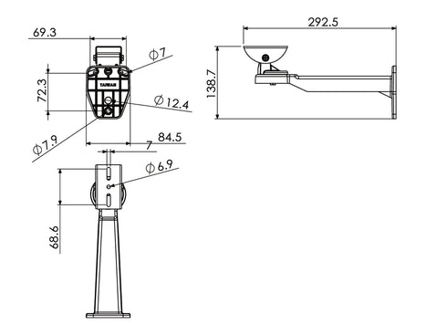 EA705 屋外壁面取付カメラブラケット 本体寸法図