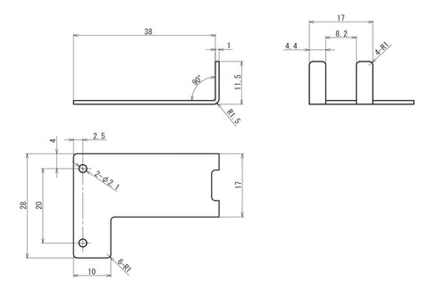 WATEC製USBケーブル抜け止め防止ホルダー H003 本体寸法図