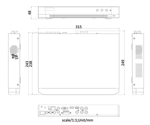 【iDS-7204HUHI-M1/P】 PoC給電・4K対応4ch AIハイブリッドデジタルレコーダー