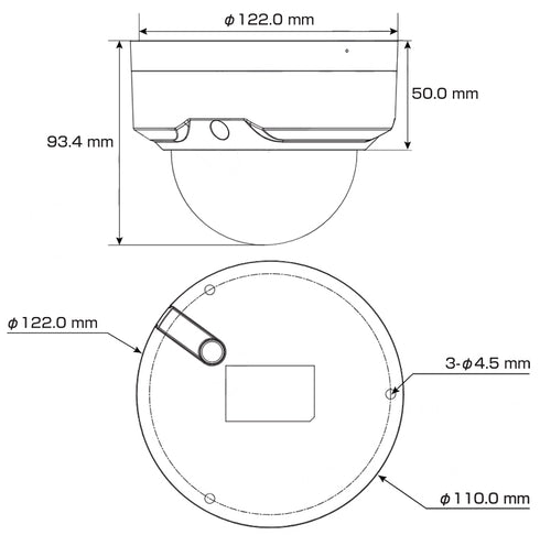 IPC-HDBW2441RP-ZS 4MP電動VFレンズ・IR搭載バンダルドームネットワークカメラ 本体寸法図