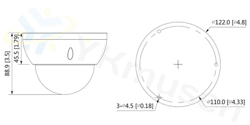 IPC-HDBW2841RP-ZAS-27135 8MP電動VFレンズ・IR搭載バンダルドームネットワークカメラ 本体寸法図