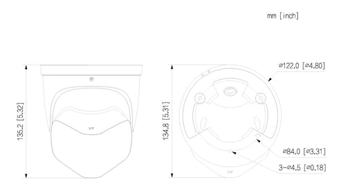 2×4MP 180度超広角 TiOCターレット型ネットワークカメラ IPC-PDW3849P-A180-E2-AS-PV-0280B 本体寸法図