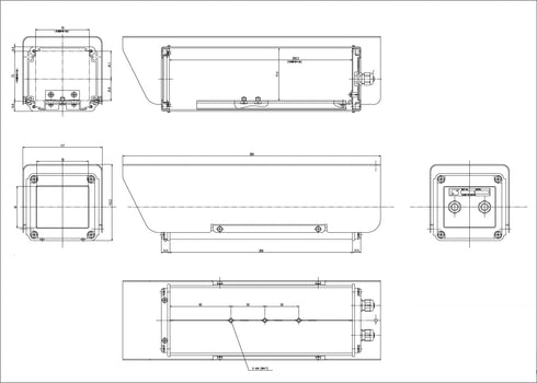KS-1001 高防水性・堅牢型スライドオープンタイプカメラハウジング 本体寸法図