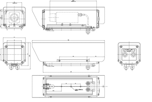 KS-3001 高防水性・堅牢型チルトアップタイプカメラハウジング 本体寸法図