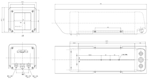 KS-4001 高防水性・堅牢型スライドオープンタイプ大型カメラハウジング 本体寸法図