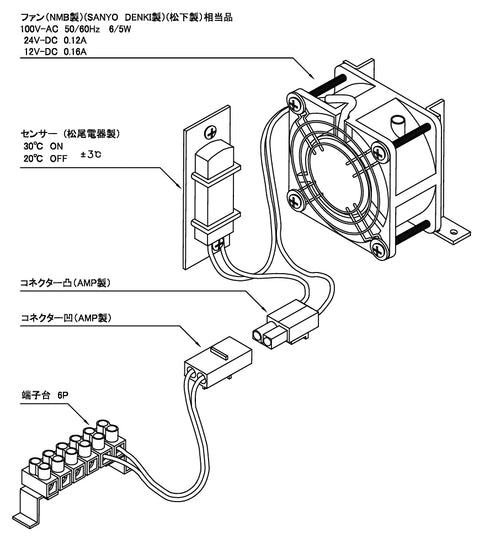 KS-K05 冷却ファン・内部流体型(ハウジング内蔵型)接続イメージ
