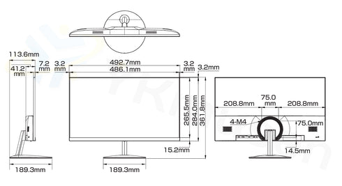 HDMI・VGA入力端子搭載21.45インチFHD液晶モニター LM22-A200LS 本体寸法図
