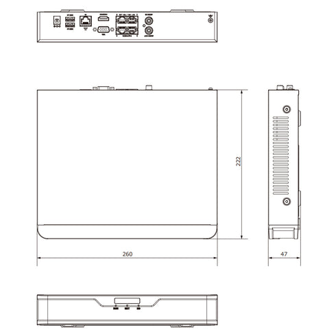NVR501-04B-P4 PoEポート搭載4chネットワークビデオレコーダー 外形寸法図