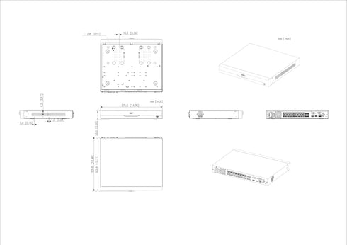 WizSense PoE内蔵8K対応16ch AIネットワークビデオレコーダー NVR5216-16P-EI2 本体寸法図