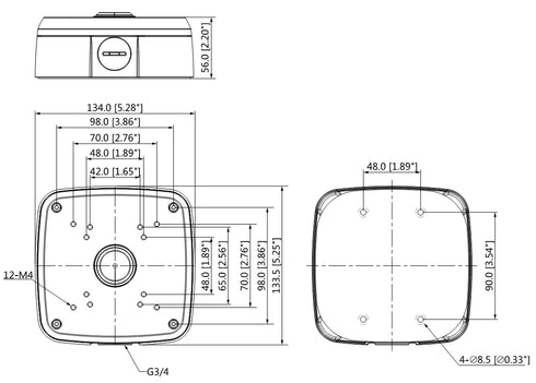 PFA121 防水ジャンクションボックス 本体寸法図