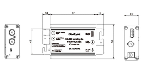 SC-MAC02 アナログHD-HDMIコンバーター 本体寸法図