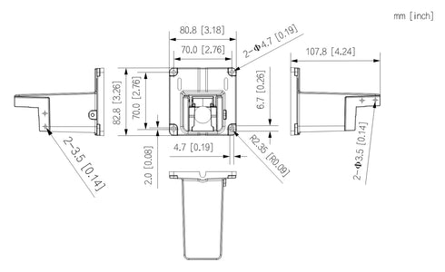 SD3E405DB-GNY-A-PV1 WizSense 4MP5倍ズームTiOC PTZ型ネットワークカメラ 本体寸法図