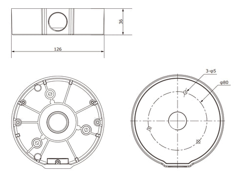 TR-JB03-H-IN ジャンクションボックス 外形寸法図