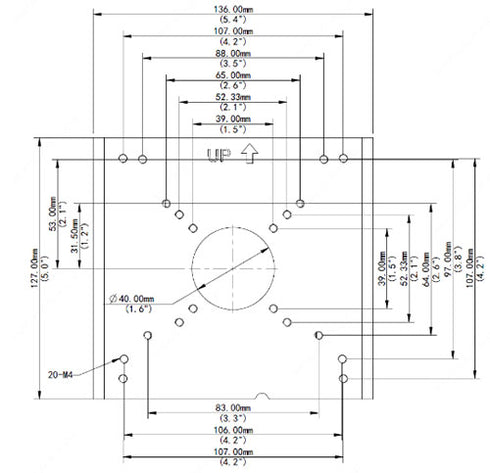 TR-UP06-C-IN ポール取付金具 外形寸法図