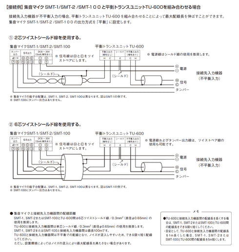 TU-600 平衡トランスユニット 接続イメージ