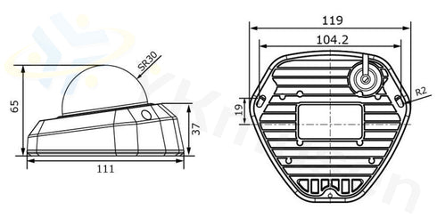 VC8173-PD 8MP・4K屋外対応バンダルプルーフミニドームネットワークカメラ 本体寸法図