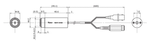 32万画素超小型・高画質カラーカメラ WAT-240E/CB(P3.7) 本体寸法図