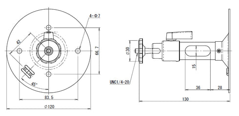WH-31 アルミ製カメラブラケット 本体寸法図