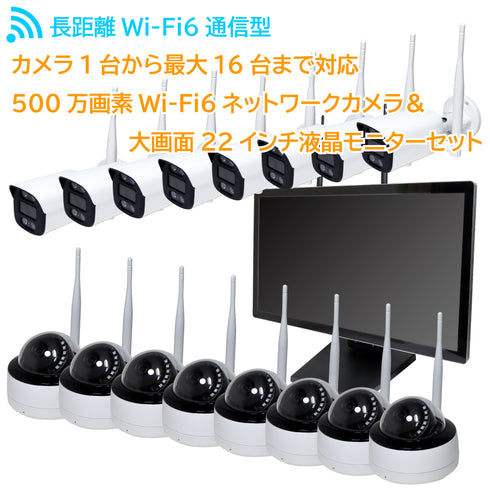 YKS-K2216EW-5MPS 長距離Wi-Fi6通信型500万画素ワイヤレスネットワークカメラセット