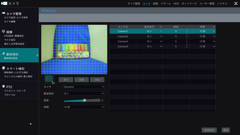 YKS-XVR8004 動体検知設定