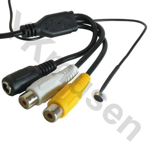 YM-3020C 13mm角超小型カラーCCDカメラ 音声マイク内蔵・端子部分