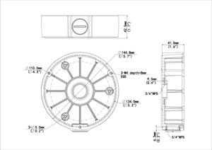 ジャンクションボックス TR-JB04-C-IN 本体寸法図