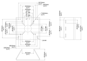 ポール取付金具 TR-UP06-C-IN-V2 本体寸法図