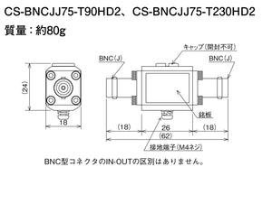 ハイビジョンITVカメラ用SPD（同軸用SPD）CS-BNCJJ75-T230HD2 本体寸法図