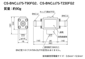 ハイビジョンITVカメラ用SPD（同軸用SPD）CS-BNCJJ75-T90FG2 本体寸法図