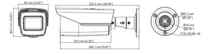 DS-2CE19H0T-IT3ZE 5MP PoC対応電動VFレンズ・赤外線搭載HD-TVIバレット型防犯カメラ 本体寸法図