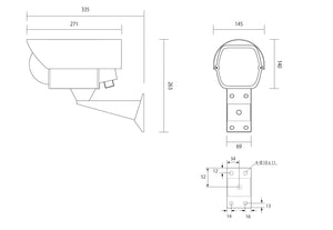 E110SS ネットワークカメラ用屋外ハウジングケース 本体寸法図