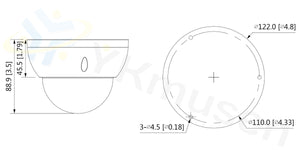 IPC-HDBW2231RP-ZS-27135-S2-QH 2MP電動VFレンズ・IR搭載バンダルドームネットワークカメラ 本体寸法図