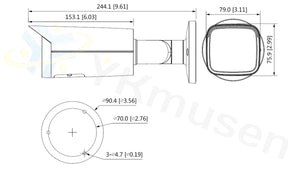 IPC-HFW2231TP-ZS-27135-S2-QH 2MP電動VFレンズ・IR搭載バレット型ネットワークカメラ 本体寸法図