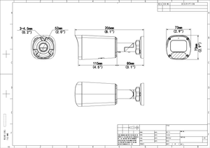 IPC2324LB-ADZK-H 4MP電動VFレンズ・赤外線搭載バレット型ネットワークカメラ 外形寸法図