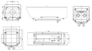 KS-2001 高防水性・堅牢型ボトムセパレートタイプカメラハウジング 本体寸法図