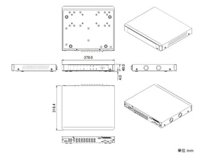 H.265 2MP 16chスタンドアローン AHD DVR NSD5116AHD 本体寸法図