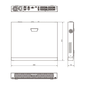 NVR502-16B-P16 RAID対応PoEポート搭載16chネットワークビデオレコーダー 外形寸法図