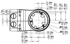 TR-JB07/WM03-G-IN ジャンクションボックス一体型壁面取付金具 外形寸法図